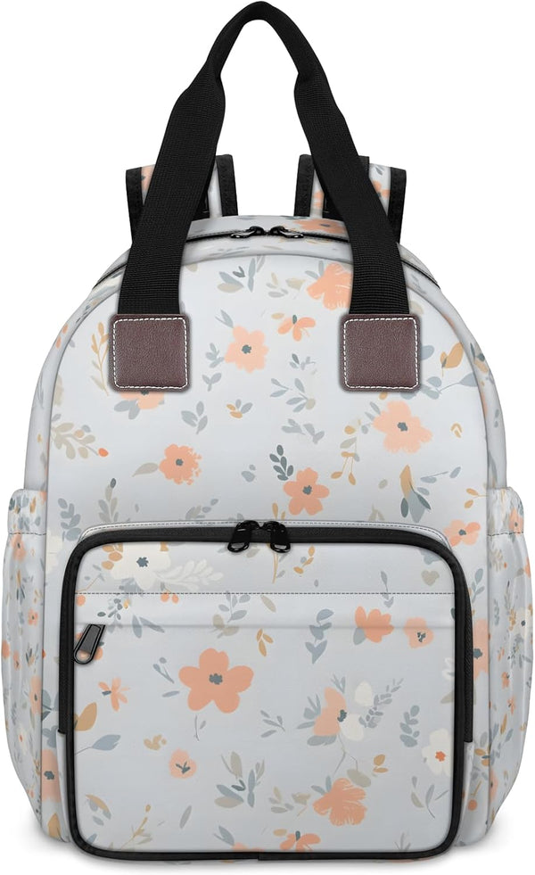 Eativisa Simple small flowers Diaper Bag Backpack-Multi-functional mother and baby bag Thermal compartment