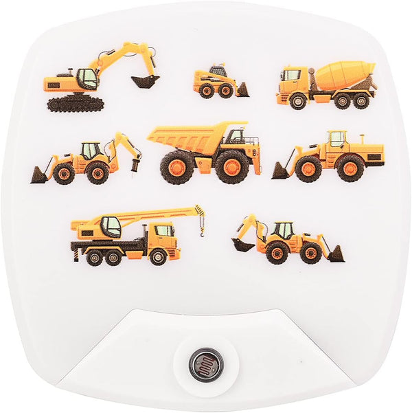 Omeet 2 Pack - Cartoon Engineering Vehicle LED Plug-in Night Light for Kids