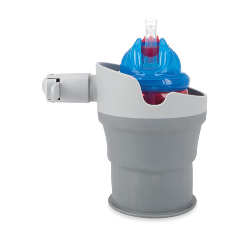 Gray Nuby Collapsible Cup Holder - Essential Travel Accessory for Strollers