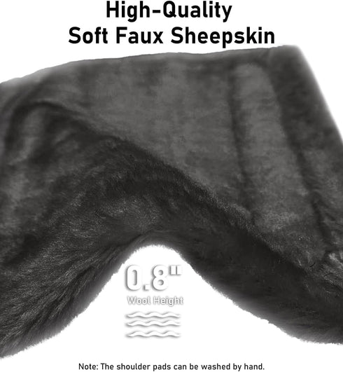 Faux Sheepskin Seat Belt Cover, Soft & Comfortable Seat Belt Shoulder Pad, Thick Car Seat Belt Cushion, Seat Belt Neck Protector for Kids Adults 2 Pack (Dark Gray) by BELINOUS