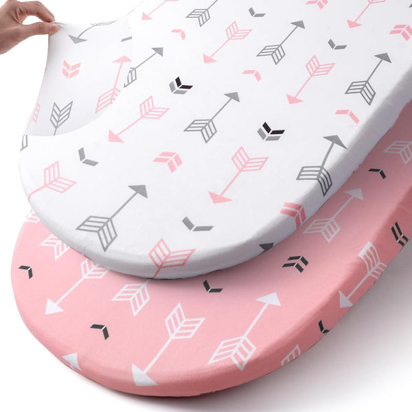 BROLEX Stretch Fitted Bassinet Sheet Set, 2 Pack Cradle Sheets for Bassinet Pad/Mattress, Unisex Boys Girls, Ultra