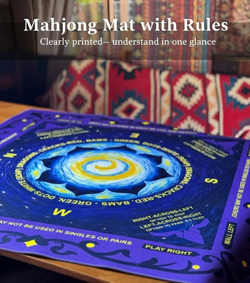 EVERSHOW 33x33 Inch 3 Neoprene Mahjong Mat for Table, Mahjong Mat with Rules, Non-Slip Noise Reduction Mah Jongg Mat