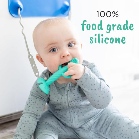 Busy Baby Teething Spoon - 2-in-1 Training Spoon and Teether for Self Feeding, BPA Free, Dishwasher Safe (Pewter)