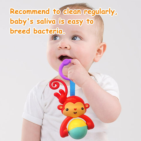 4 Pack Cartoon Animal Hanging Rattle Toys, Baby Bed Crib Car Seat Stroller Toys, Best Birthday Gift for Newborn