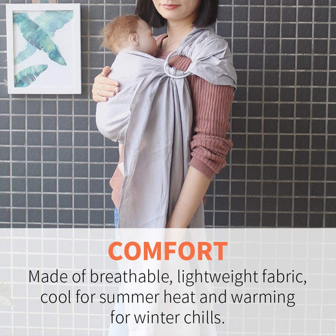 Baby Ring Sling Baby Carrier, Soft Baby Sling Carrier for Newborn to Toddler, Lightweight Breathable Adjustable Baby