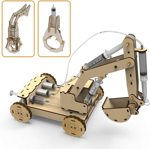 Mini Tudou 3D Wooden Construction Excavator Vehicle Toys Set - STEM Science Kit for Kids