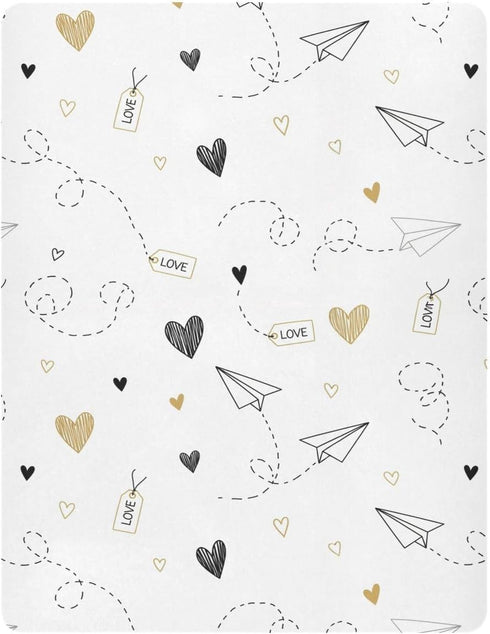 Emelivor Paper Airplane White Baby Crib Sheets for Boys Girls Soft Nursery Bedding Sheet Crib Mattress Sheets for Girl