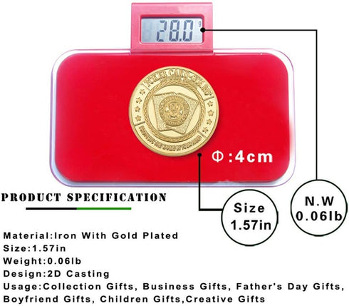 SW Poker Card-Guard Coin Collectibles - Golden Coin Chip Protector with Plastic Case, Great Gift for Collectors