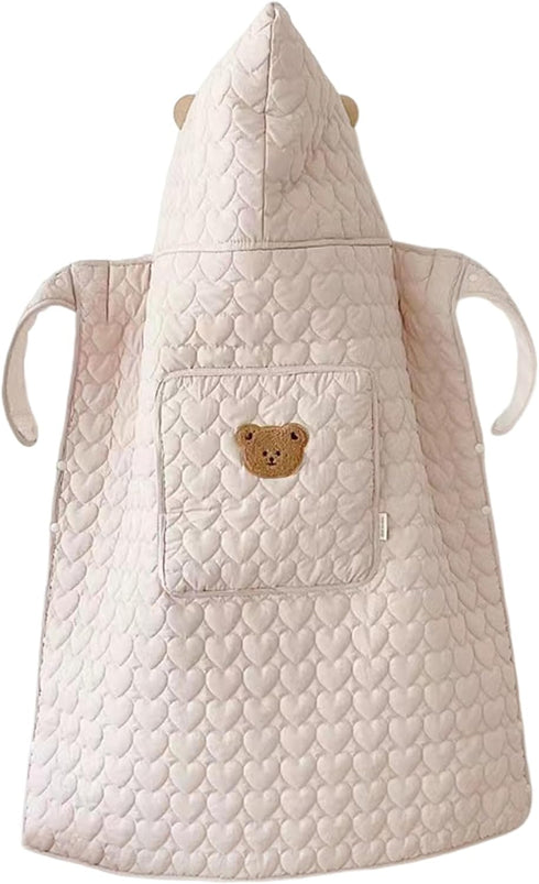 Bemonew Baby Carrier Baby Carrier Cover Winter Warm Windproof Cute Heart Pattern Stroller Blanket with Pocket Soft