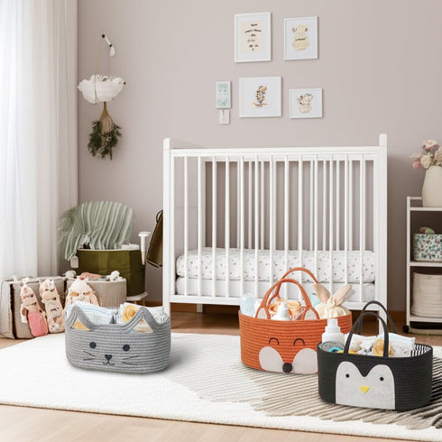 T&T Homewares Diaper Caddy Organizer, Cotton Rope Diaper Caddy Basket, Baby Shower Basket, Nursery Storage Bins