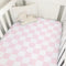 Selgkds Pink and White Checkered Baby Crib Sheets for Girls Gingham Plaid Checkerboard
