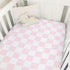 Selgkds Pink and White Checkered Baby Crib Sheets for Girls Gingham Plaid Checkerboard