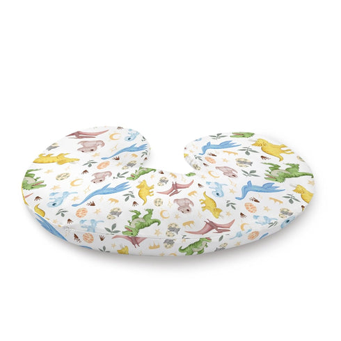 KuphiL10C Cartoon Dinosaur Moon Stars Leaves Pattern Nursing Pillow Cover, Unisex Removable Breastfeeding Pillowcase