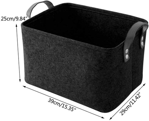 GUOZI Storage Basket, Collapsible Rectangular Felt Storage Bins with PU Handles, Large Laundry Basket Storage Solution