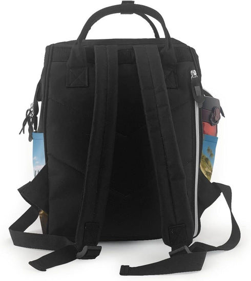 DWVTSLH Backpack Mummy Backpack Beach Themed Diaper Bag Multifunction Nappy Bags Waterproof Large Capacity Travel
