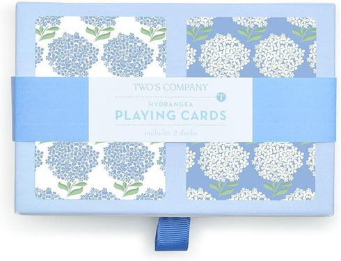 Two's Company Hydrangea Double Deck Textured Playing Cards - Gift Box with 2 Colorways, 52 Cards Each