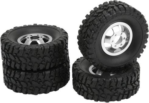 Hub Wheel Rims with Soft Rubber Tires, 4WD Aluminum Alloy Wheel Hub for WPL C14 C24 B14 B24 B16 B36 RC Car