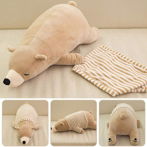MMTTAO Stuffed Polar Bear Animal Plush Toy - 20 Inch Large Brown Sleeping Bear Soft Plushies for Kids