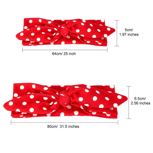 WILLBOND Christmas Parent Baby Girl Turban Headband, 2 Pieces Red Black Plaid Headbands with Bow for Mom Baby
