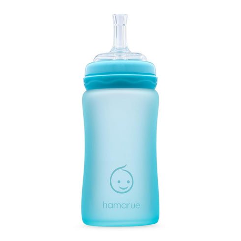3-in-1 NB+,3M,6M,12M 8 oz) Glass Sippy Cups for Toddlers | Silicone Coated Glass Baby Bottles | Non-Toxic Transition