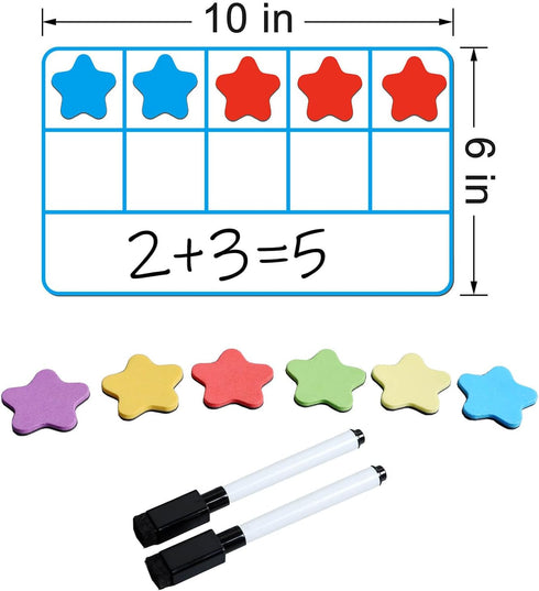 ZazzyKid Magnetic Ten-Frame Set, Math Manipulatives for Classroom Learning Counting Games for Kindergarten Kids