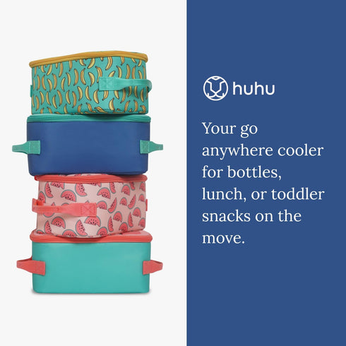 Huhu Insulated Cooler Bag - Water-Resistant Lunch & Baby Bottle Cooler - Easy-to-Clean, Leak-Free Interior On-The-Go