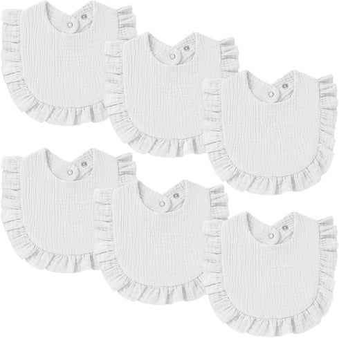 Oiomniv Muslin Baby Bibs, 6-Pack Bandana Drool Bibs Soft Cotton Adjustable Unisex