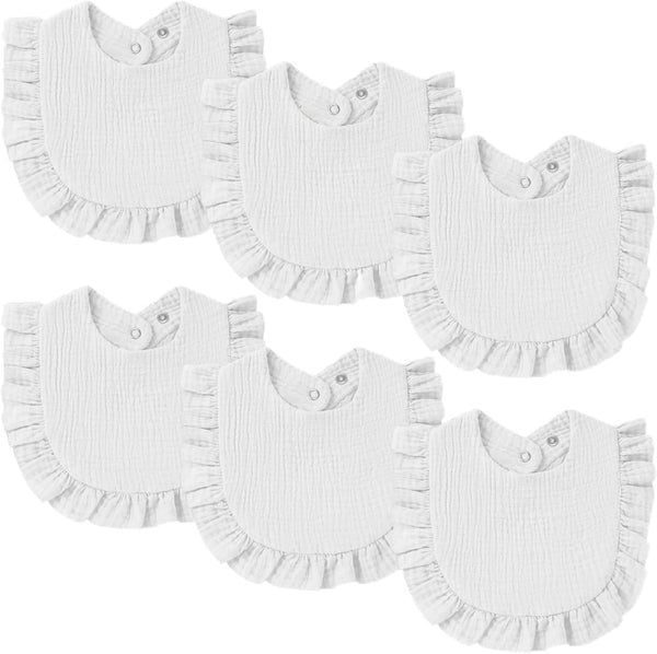 Oiomniv Muslin Baby Bibs, 6-Pack Bandana Drool Bibs Soft Cotton Adjustable Unisex