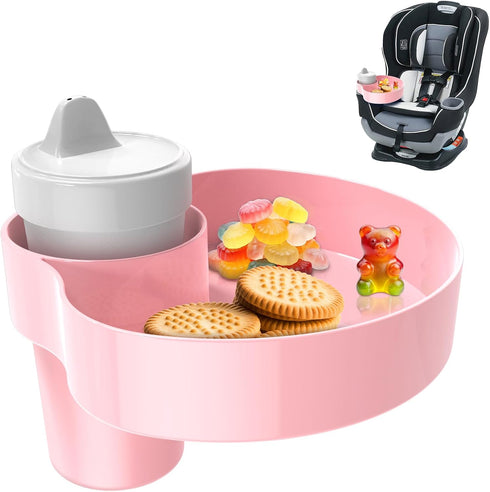 Kids Car Seat Cup Holder Snack Tray - Toddler Travel Essentials for