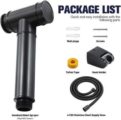 ZLOCYIVHE Black HandheldSprayer for Toilet Portable Baby Cloth Diaper Sprayer Hand Held ToiletSprayer Head withHose