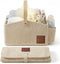 Diaper Caddy Organizer With Portable Changing Mat, LED Night Light, Wooden Handle
