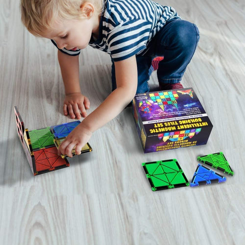 3+ 47PC Magnetic Tiles Building Blocks Toy - STEM Educational Magnetic Blocks for Kids, Creativity Preschool Learning