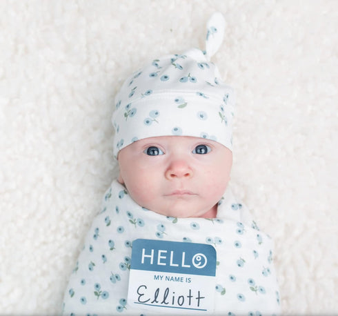 Set| 47in 47in| lulujo Birth Announcement Hat & Swaddle Blanket Unisex Softest Bamboo Muslin Baby Swaddle Blanket|