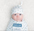 Set| 47in 47in| lulujo Birth Announcement Hat & Swaddle Blanket Unisex Softest Bamboo Muslin Baby Swaddle Blanket|