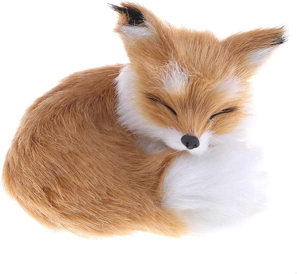 GUDVES Squatting Brown Fox Toy Model, Simulation Fox Home Decoration with Static Action Figures
