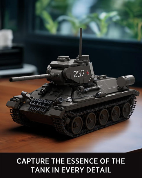 T34/85 WW2 Set (818 NF10270) Nifeliz Tank, Military Tank Building for Adults, Collectible Army Model to Build