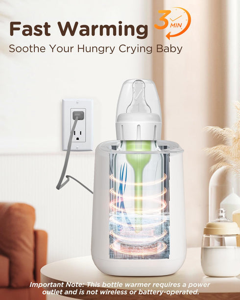Bear Baby Bottle Warmer, Milk Warmer Breastmilk Bag Formula Fast Warming for New Born Baby Bottles, with Time Temp