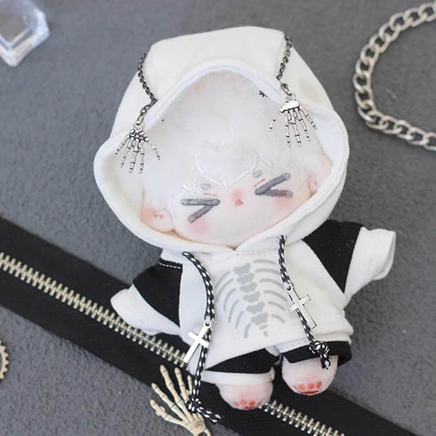 niannyyhouse 10cm Plush Doll Clothes, Black and White Color Blocked Hoodie Pants Doll Accessories