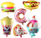 6pcs Giant Popcorn Balloons - 25inch Ice Cream, Hot Dog, Hamburger, Donut, Pizza Balloons for Luau Party Decorations