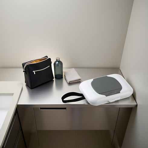 Rosojodg Gray Wipes Dispenser Travel Wipe Holder Reusable Wet Wipe Container Box,Grab Hanging Dispensers Refillable