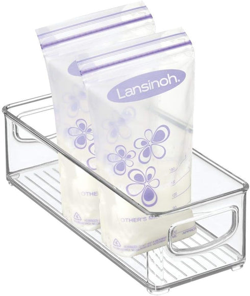 mDesign Small Plastic Nursery Storage Container Bins with Handles, Organizer for Baby Food, Bibs, Formula