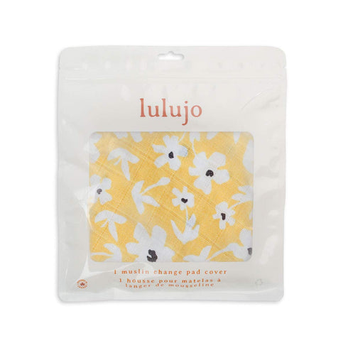 '-32"x17", 1 Pack Lulujo Muslin Change Pad Cover - Fitted Changing Pad Cover for Boys and Girls (Yellow Wildflowers)