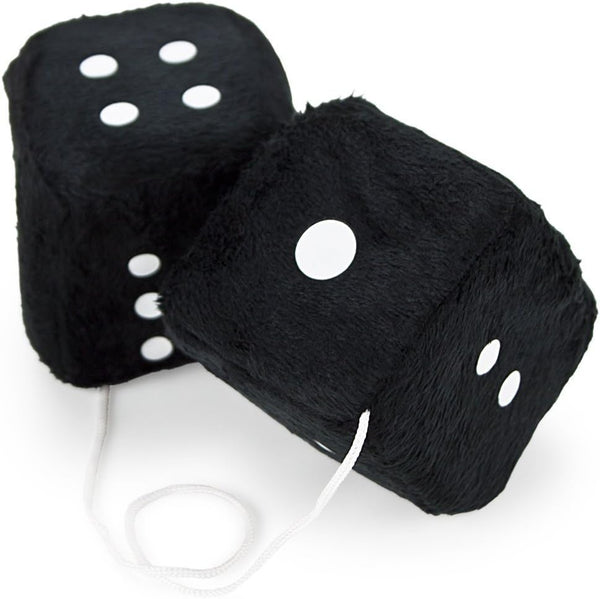 Pair of 3" Hanging Fuzzy Dice by Pudgy Pedros Party Supplies (Black)