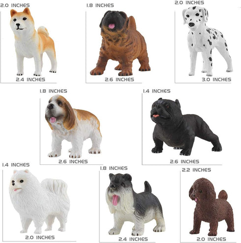 DINOBROS Dog Figurines Playset 8PCS Realistic Detailed Plastic Puppy Figures for Kids Cake Topper