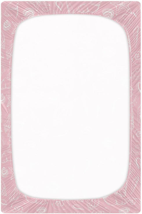 GOODOLD 39x27 Inch Pack Pink Seashells Crib Sheets for Boys Girls, Soft and Breathable n Play Sheets, Portable Mini
