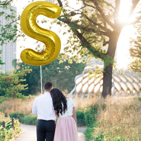 TONIFUL 40 Inch Large Gold Letter S Balloons, Helium-Filled Mylar Big Balloons for Birthday & Anniversary Celebrations
