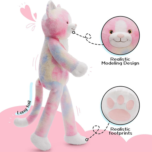 3.2lbs 39.5 inch Tezituor Cat Stuffed Animals, Hugging Large Stuffed Cat Plushies with Long-Legged for Boys Girls