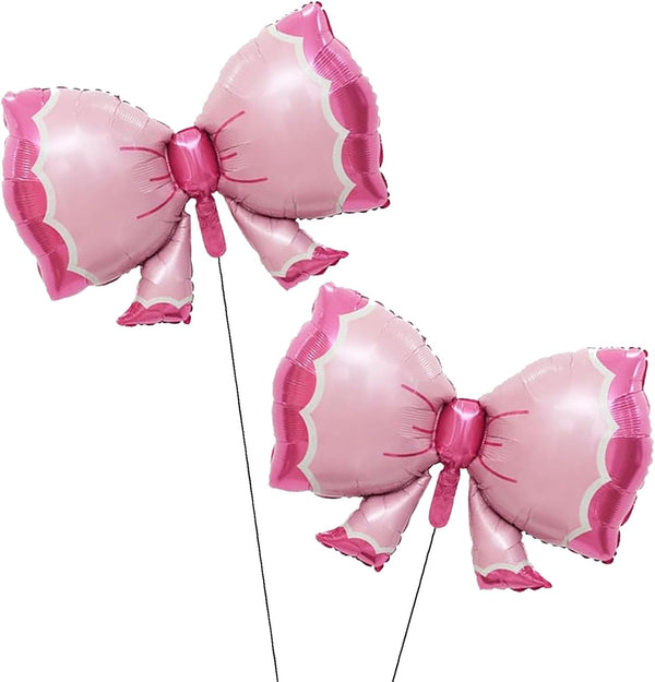 Pink Bowtie Foil Balloon for Baby Shower, Kids Mouse Theme Party Decoration, Wedding