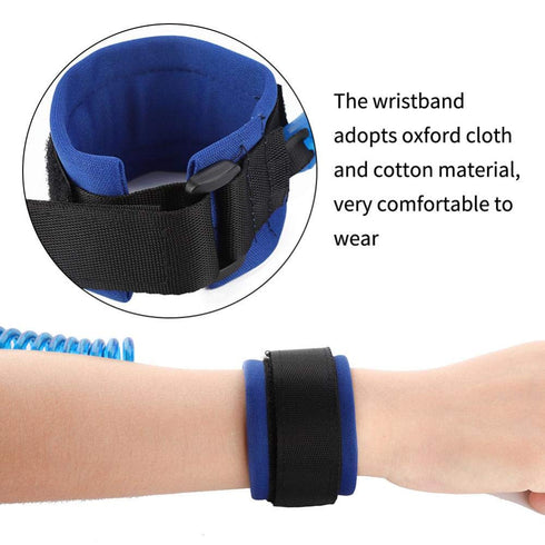 Anti Lost Wrist Link, Kids Elastic Adult Children Safety Rope, Walking Harness for Toddlers (Blue)