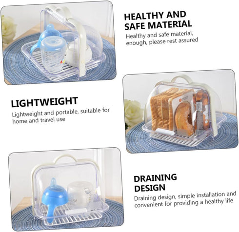 Portable Milk Bottle Draining Rack Multi-Functional Storage Box for Bottles Bread and Chopsticks Lightweight Sealed